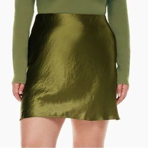 NWT BABATON Slip Mini Skirt Fen Green 6 Aritzia